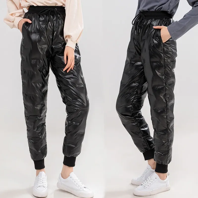 Capris Winter Waterof Ounles Women New New 2023 Korean Down Cotton Warm Glossy Pants Swit