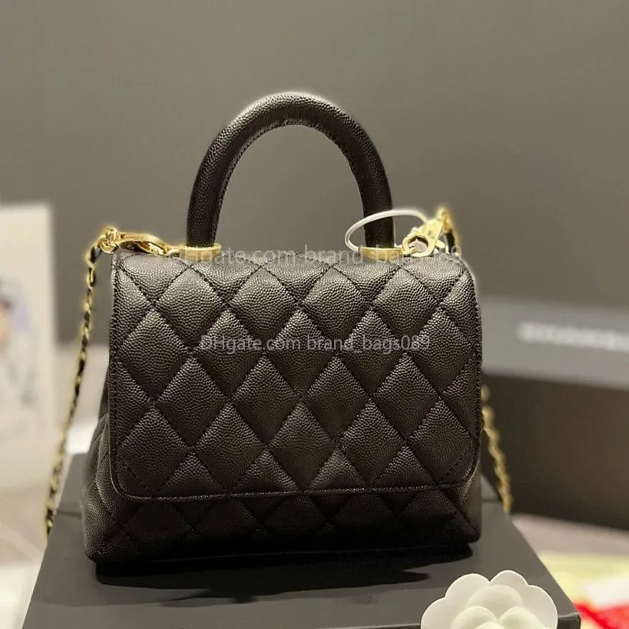 2022p Collection France Womens Mini Bag Quilted Caviar Leather Bags Calfskin Genuine Leather Gold Metal Hardware Matelasse Chain S293u