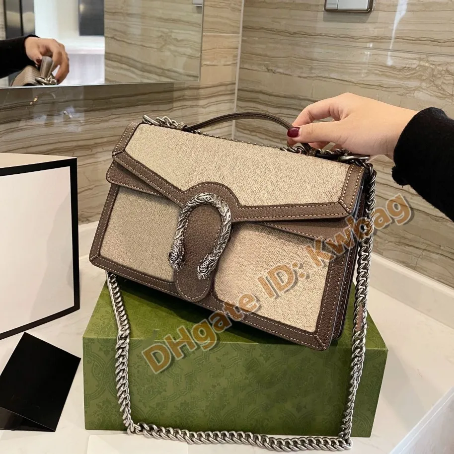 High Quality Handbags Genuine Leather Woman Fashion Handbag Metal Chain Shoulder Bags Horseshoe Print Buckle Messenger Wallet Ladi241m