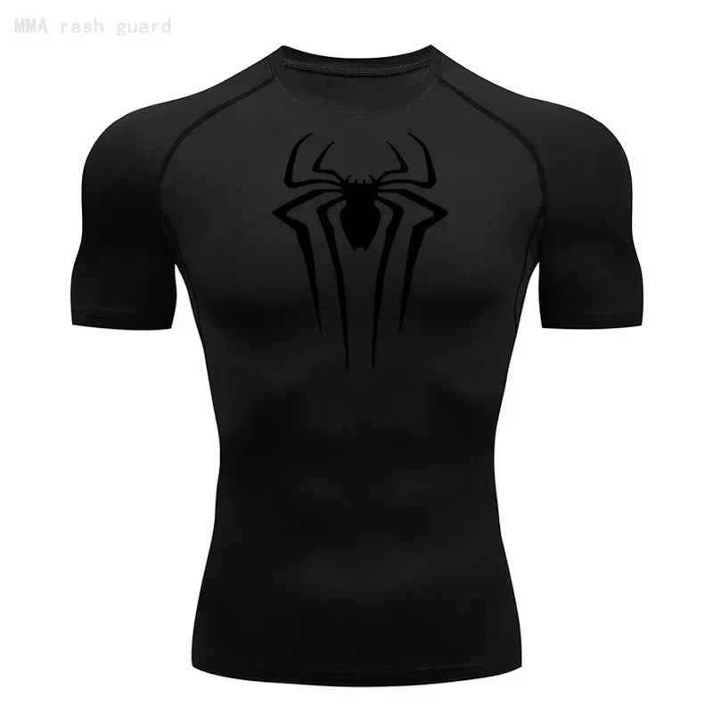 Kısa Kollu Mens T-Shirt Yaz Nefes Alabilir Hızlı Kuru Spor En İyi Vücut Geliştirme Track Suit Sıkıştırma Gömlek Fitness Erkekler 240221
