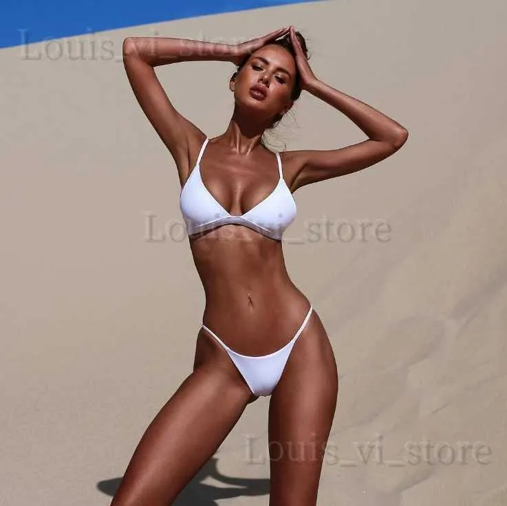 Swimwear féminin Nouveau bikini 2021 Nouvelle femme Split Color Color Swimsuit Bikini T240222