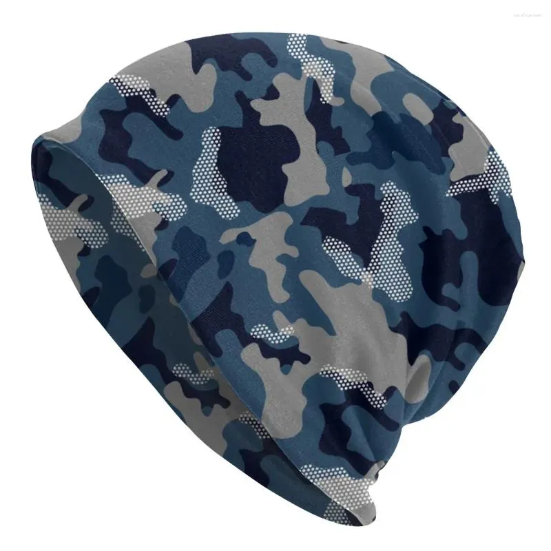 Bérets Camouflage bleu Skullies Bons de gabares Summer Men de ski Cape de ski chaud Bonnet à double usage tricoté