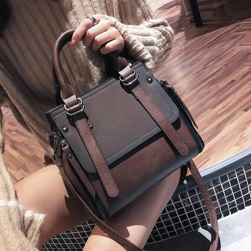 European style Fashion New Women Handbags 2020 High quality Matte PU Leather Portable Shoulder bag Ladies Hit color Big Tote bag283i