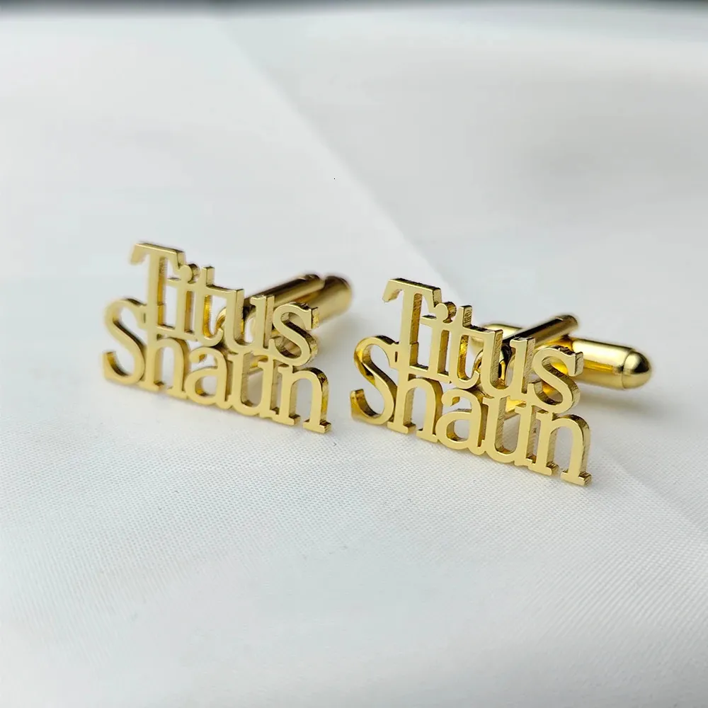 Custom Name Cufflinks Mens Buttons Wedding Gifts For Men Shirt Letter Cufflinks Cuff Mens Accessories 240221