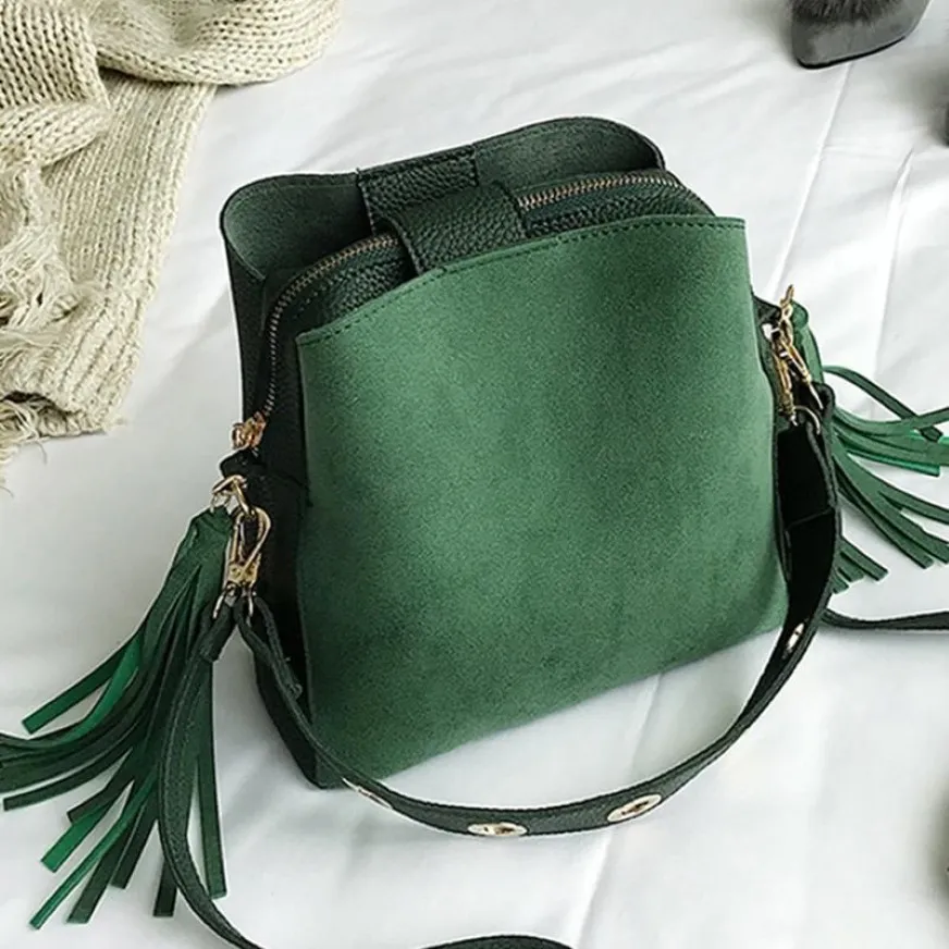 2021 neue Mode Peeling Frauen Eimer Tasche Vintage Quaste Umhängetasche Hohe Qualität Retro Schulter Einfache Umhängetasche g279j