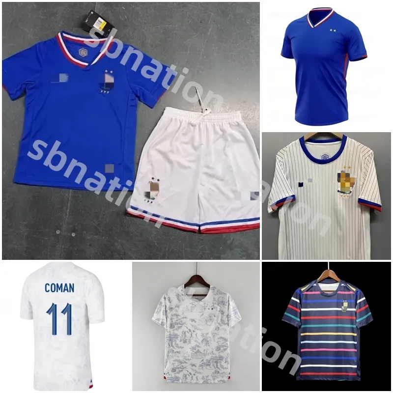 2024 Frankrike National Team Full Sets Soccer Jerseys Benzema 2025 Euro Giroud Mbappe Griezmann Saliba Pavard Kante Maillot de Foot Equipe Maillots Kid Kit