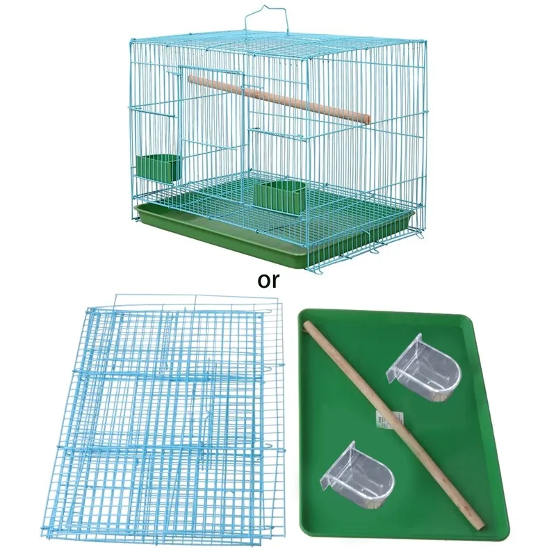 Nests Wire Rectangular Small Cage for Small Birds and Canaries Rekord Equipped with Bird Standing Stick and 2 Semicircular Feeders