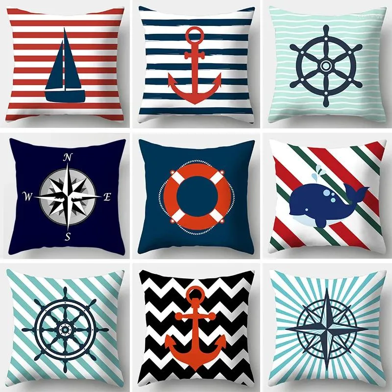 Pillow Home Decorative Pillowcase Ocean Sailor Prints Pillows Cover Marine Theme Throw Covers For Bedroom Sofa Car Decor