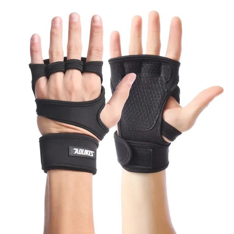 Glants de la soulèvement de poids à demi-doigt Gants Silicone non glisser le palmier Hand Palm With Treat Support Palm Palm Gard