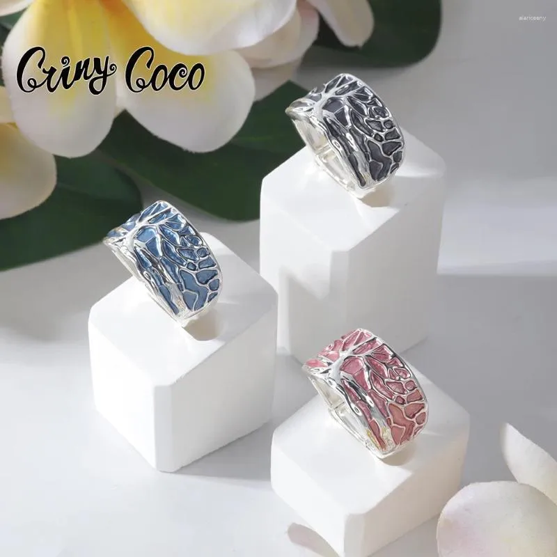 Cluster Rings Cring Coco Life Tree Ring Accessories Finger Female Fashion Enamel Adjustable In Jewelry For Women Girls Party