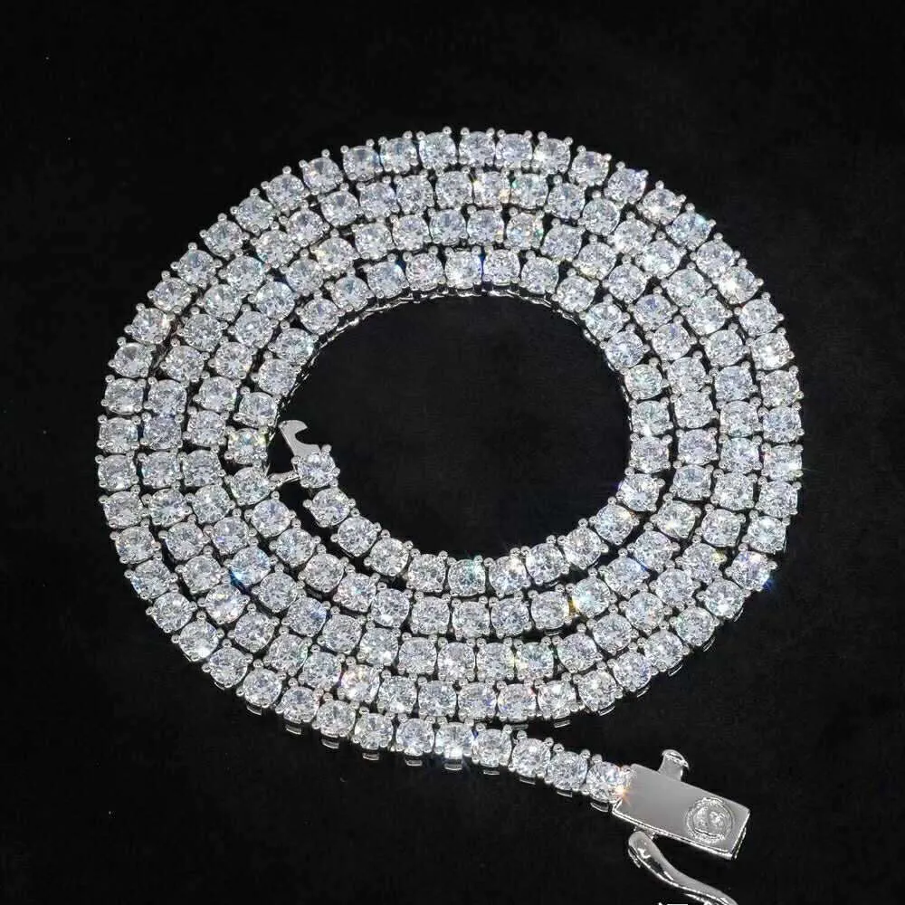 Qianjian High-grade Iced Out Mossinate Diamond Chain S925 Sterling Silver Moissanite Tennis Necklace