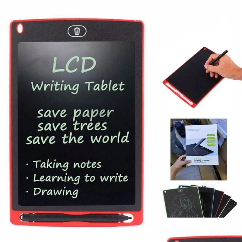 Clipboards grossist 8,5 tum LCD -skrivning surfplatta ding brädet Blackboard Handwriting Pads Gift For Kids Paperless Notepad Tablets Memo DHKGQ