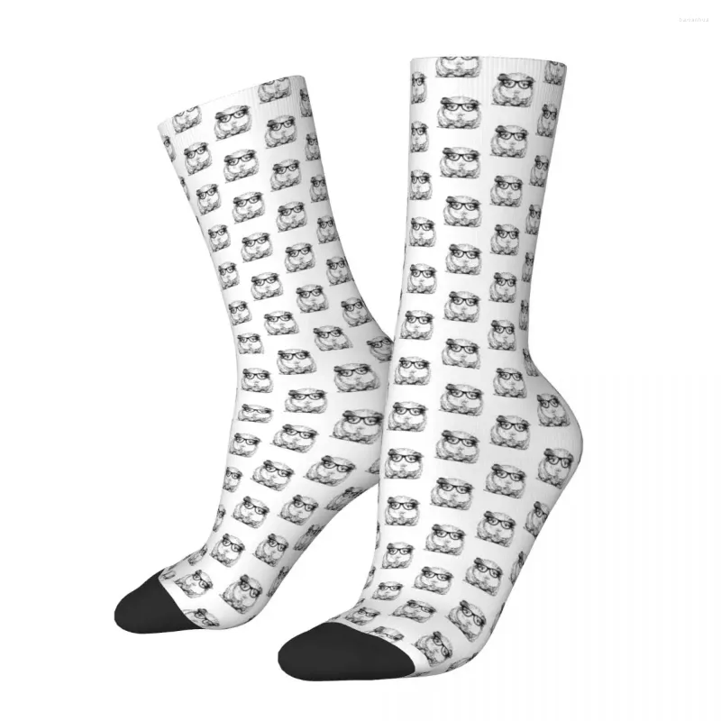 Chaussettes pour hommes Hipster dessin au trait cochon d'Inde Cavia Porcellus pochette de voyage avec cordon de serrage imprimé 3D sac à dos garçon filles mi-mollet