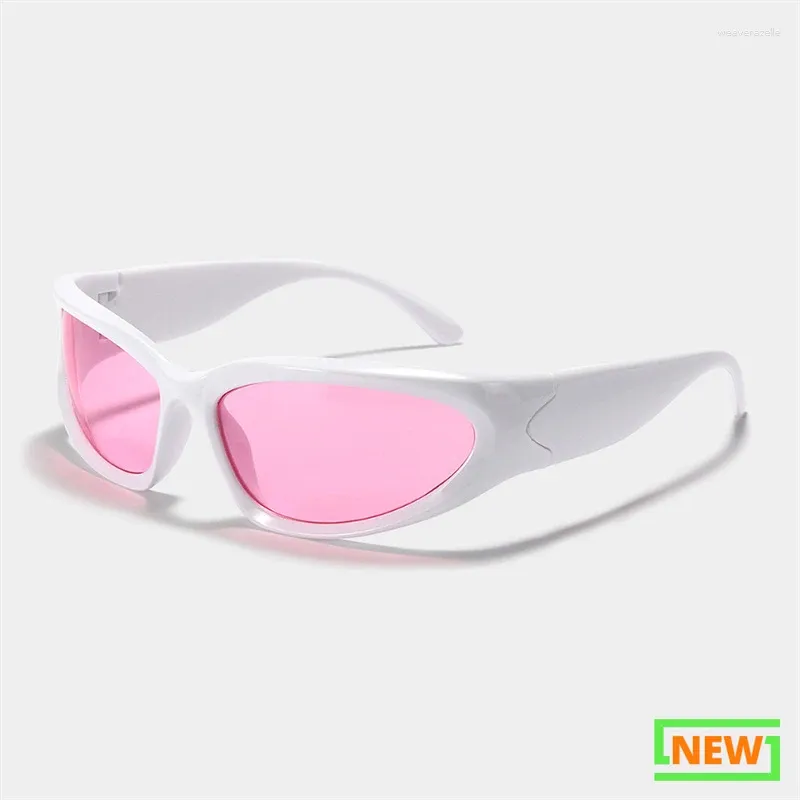 Solglasögon Y2K Punk Women 2024 Designer Sport Eyewear Pink White Glasses Trending Products Shades för Gafas de Sol Mujer