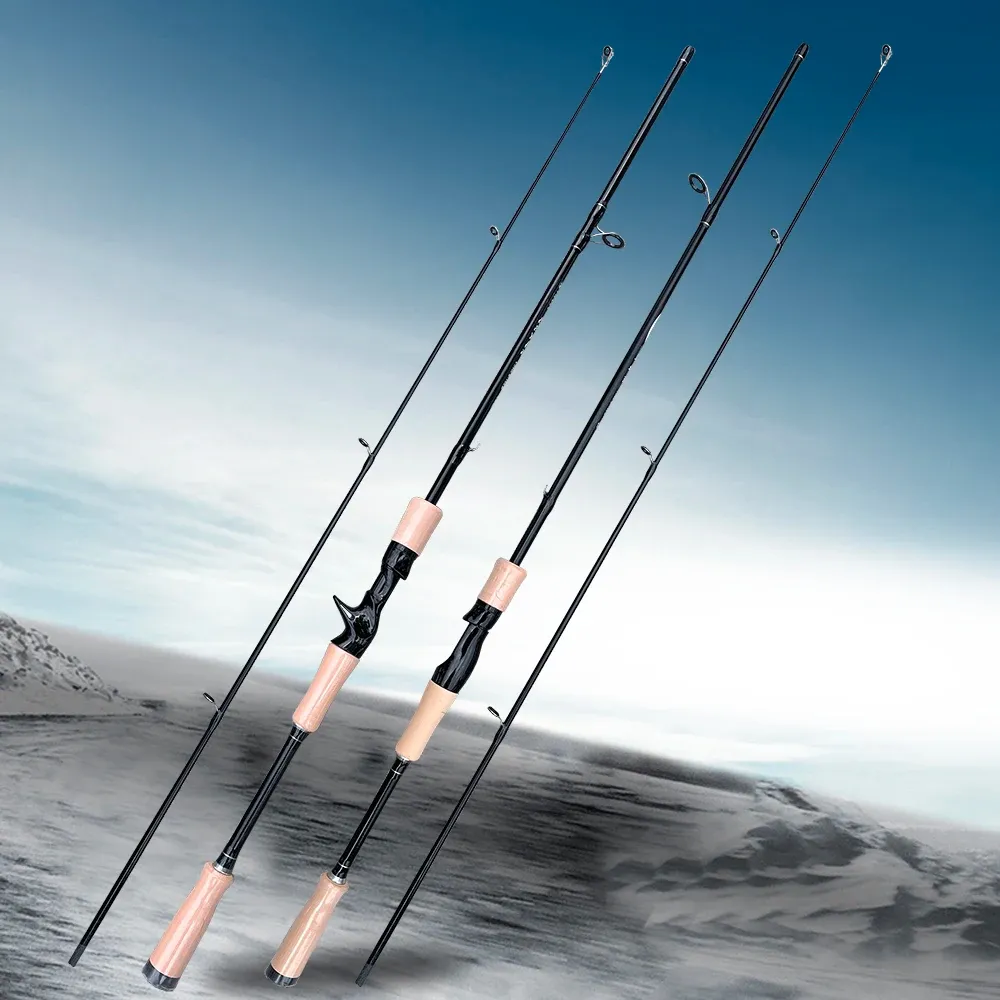 Canne à pêche légère en fibre de carbone, 2 sections pour lancers longs 1,8 m 1,65 m