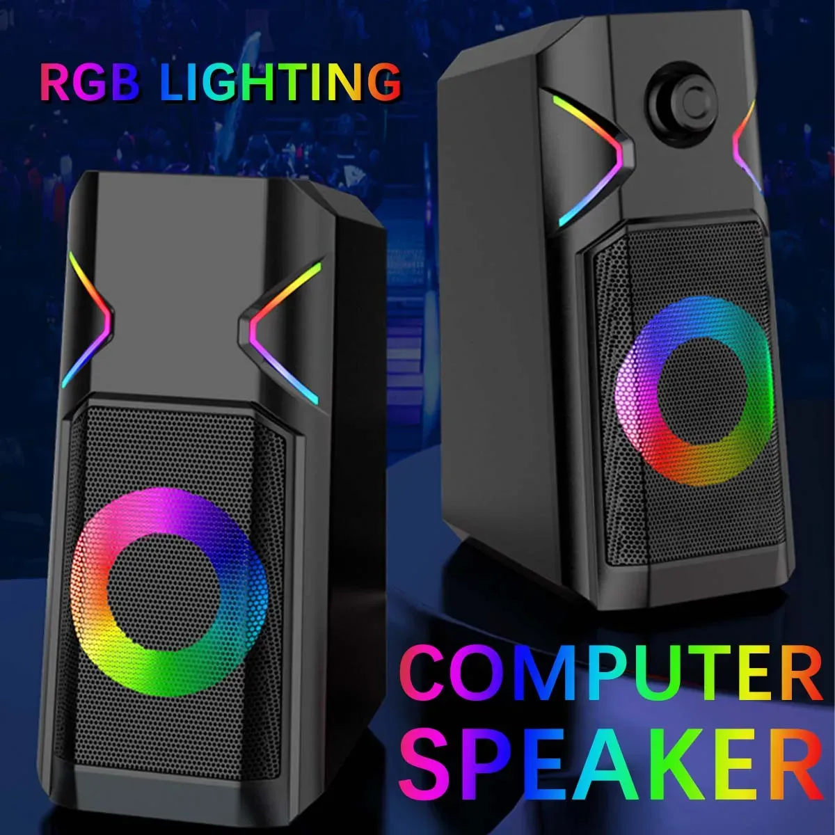 Alto-falantes K201 Atualizado Cool RGB Computer Speaker USB 5D Surround Sound Subwoofer Music Speaker para Laptop Notebook PC Alto-falante estéreo