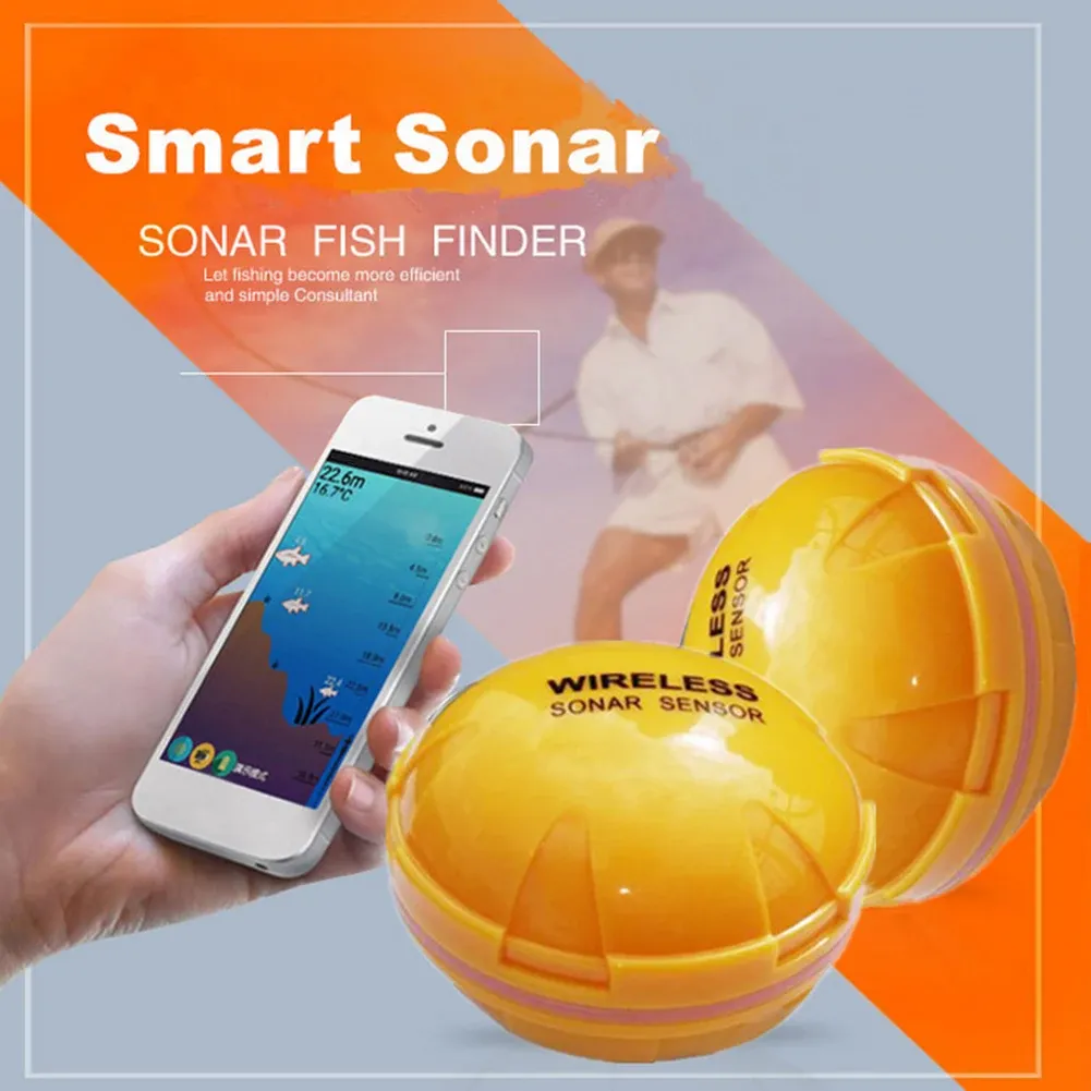 Finder Wireless Fish Finder Djup Echo Sounder Dual Frequency Sonar Alarm Transducer Fishfinder IOSandroid med GPS 120ft djup