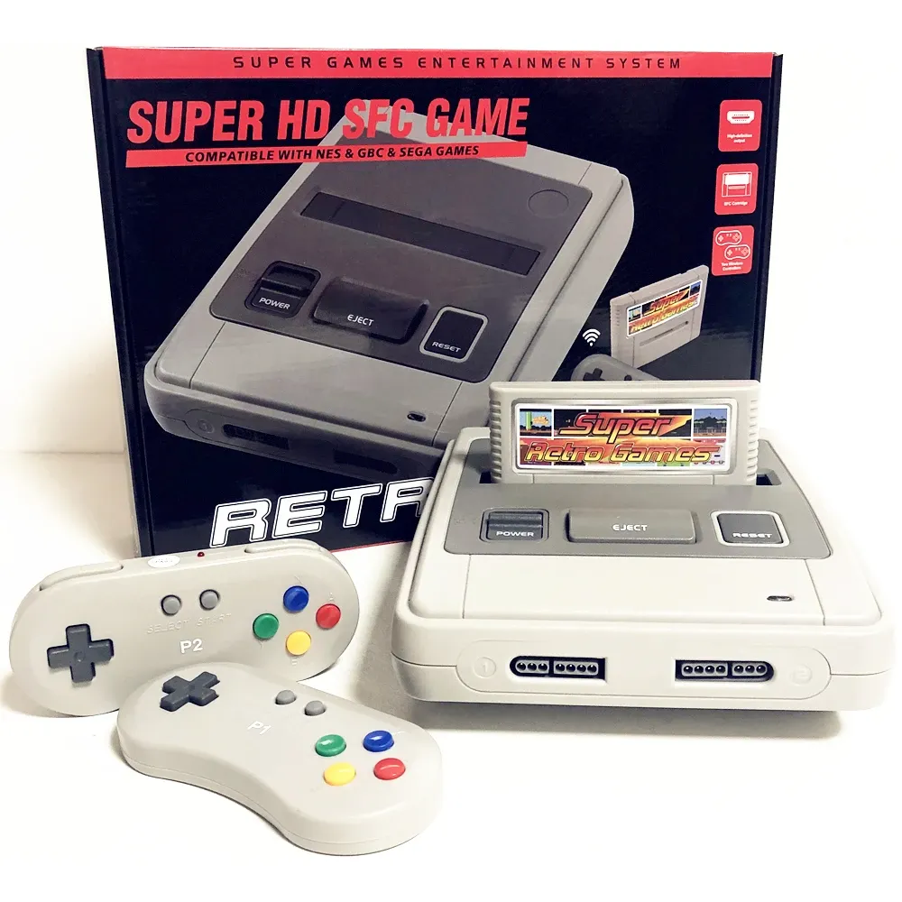 Консоли 16BITS Super Game Console для SFC/SNES PALNTSC Оригинальное оборудование для картриджа Большой размер 2,4 г беспроводной контроллер Строительный 518 игр