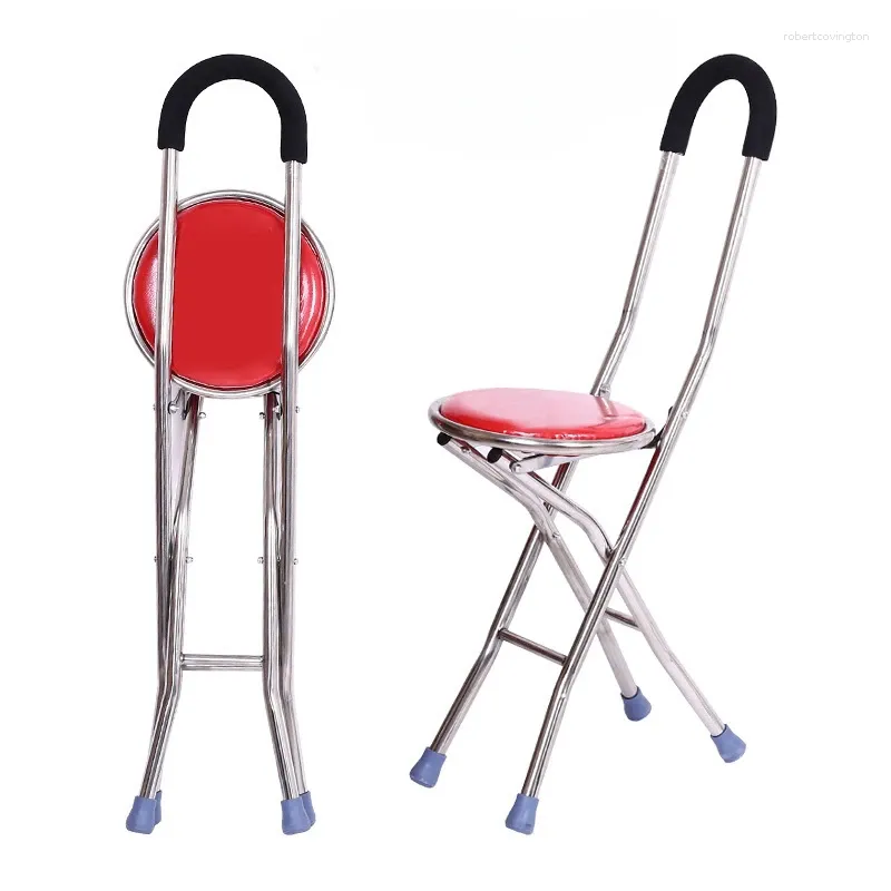 Meubles de Camp béquilles chaises cannes de marche pour personnes âgées tabourets multifonctionnels à quatre pieds antidérapants les personnes peuvent s'asseoir
