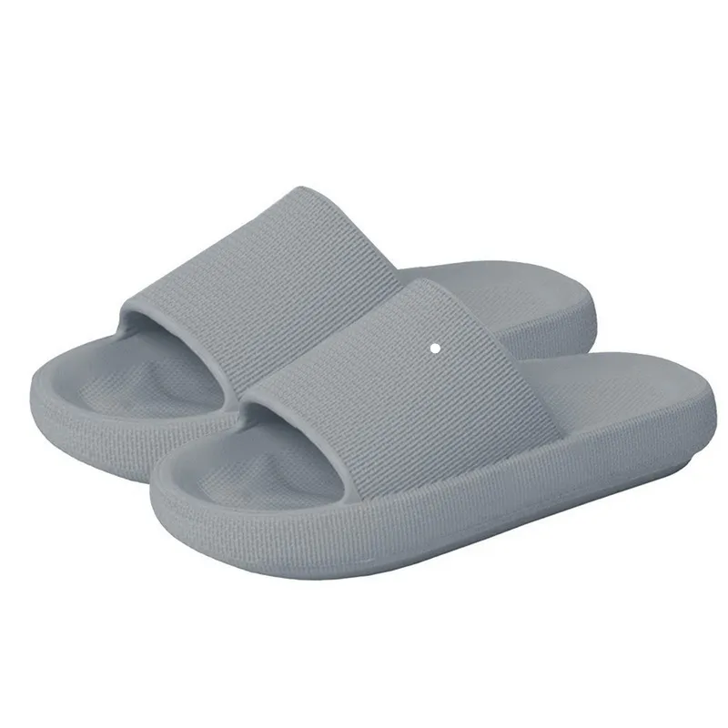 Platform Slippers for summer indoor home anti slip bathroom shower couples thick soled deep grey