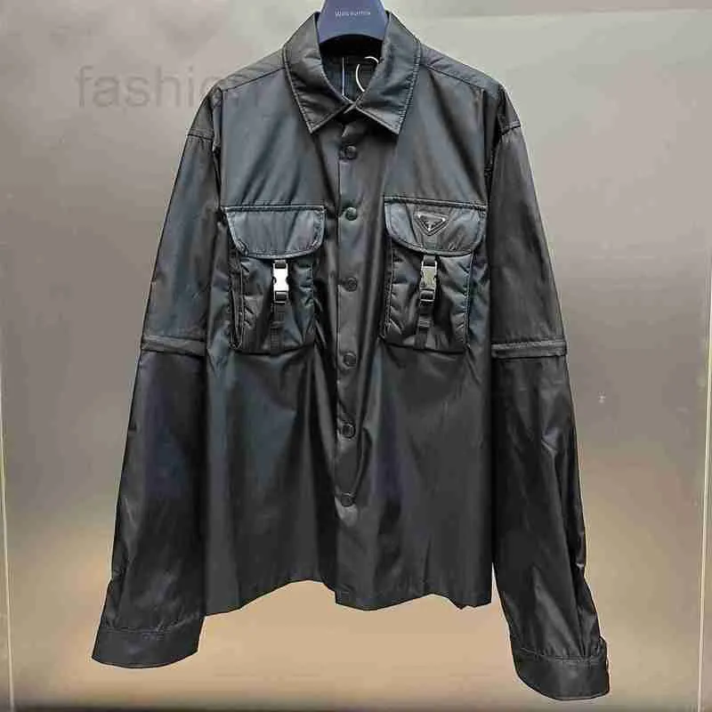 Erkek Ceketler Tasarımcı Top Naylon iş giysisi çıkarılabilir uzun kollu gömlek Kısa kollu ceket dww8