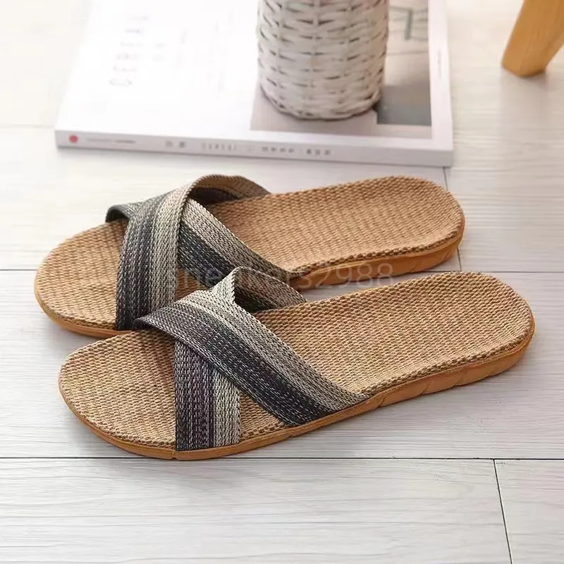 Saluto alle scarpe di tela intrecciata, pantofole scarpe da erba Mule Slides sandali tacchi alti tacchi piatti donna ciabatte da spiaggia casual e alla moda E08