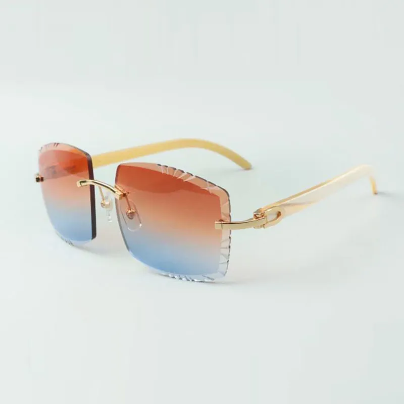 Style haut de gamme designers lunettes de soleil 3524022 lentille de coupe de haute qualité cornes de buffle blanc naturel lunettes taille 58-18-140mm