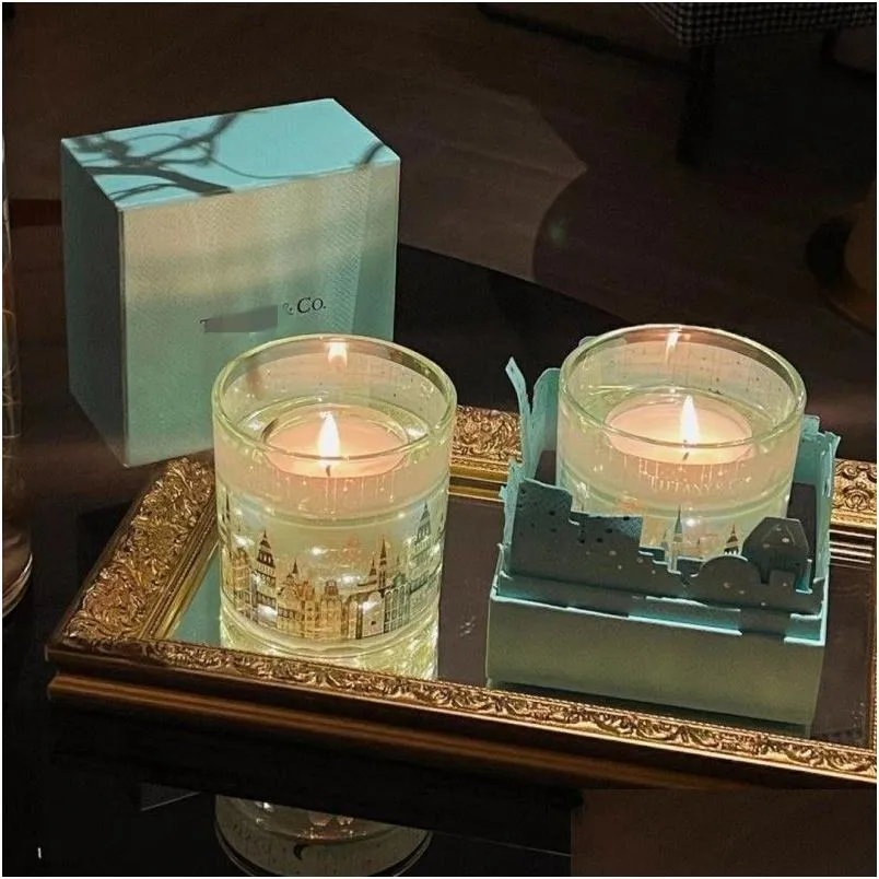 Scented Candle Designer Blue Aromatherapy Gift Box For Bedroom Living Room Indoor Atmosphere Night Proposal Romantic Radiant Limited Dhm0E