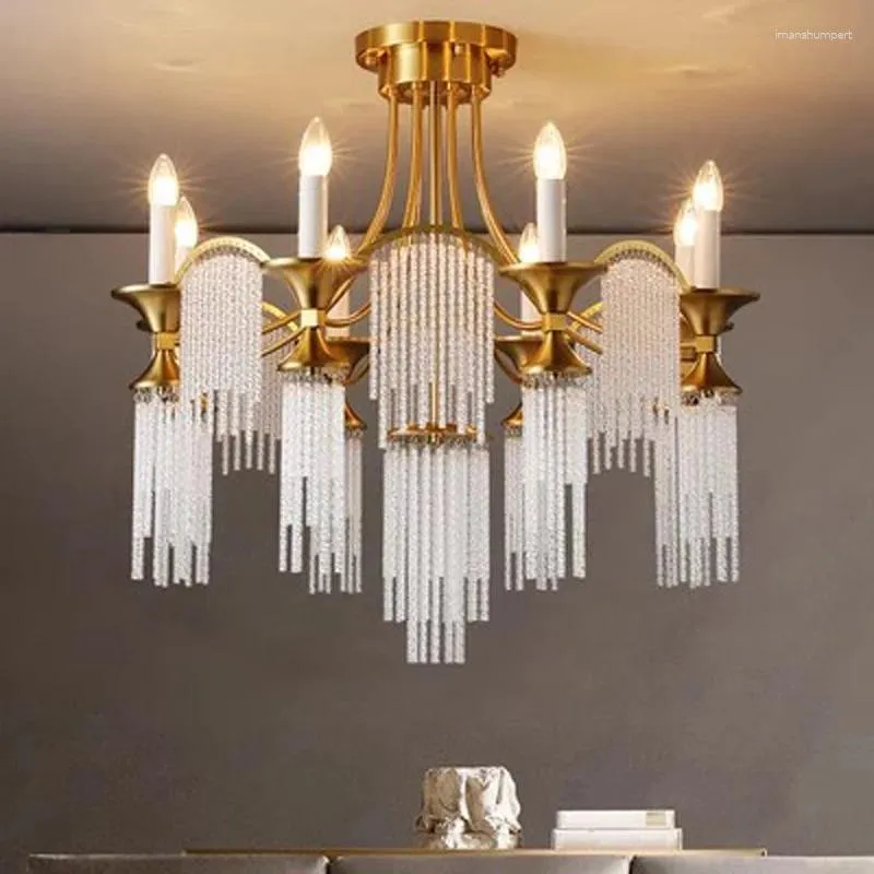 Ljuskronor franska lyxiga kristall hängande lampor fixtur amerikansk romantisk ljuskrona hem inomhus el matsal luminaria
