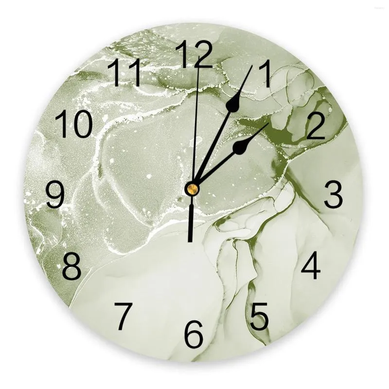 Väggklockor grön marmor textur tryckt klocka modernt tyst vardagsrum heminredning hängande klocka