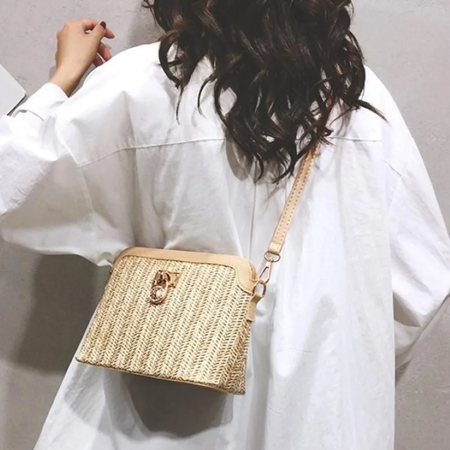 أكياس الكتف غير الرسمية الصيف 2021 Crossbody Bag Rattan Beach Lady Travel Formes وحقائب اليد 296n