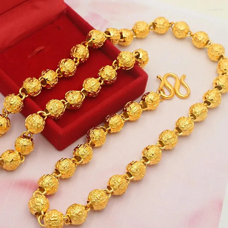 Pingentes Banhado A Ouro 24k Colar W Fivela Beads Pingente Para Homens Noivado De Casamento Fine Jewelry Neck Chain