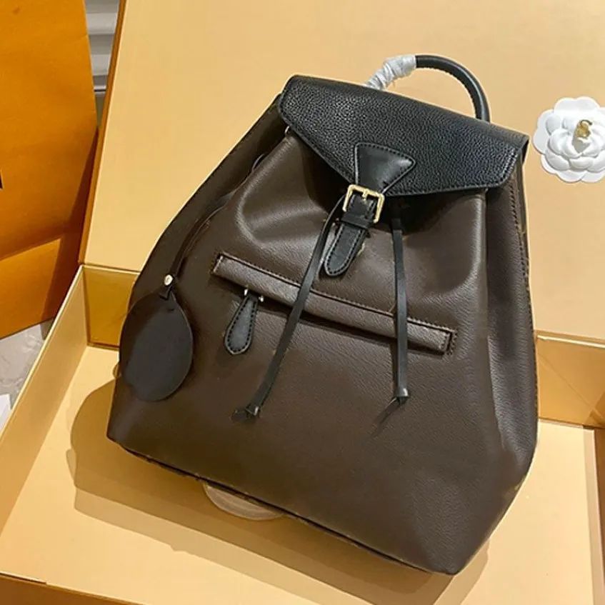 Unisex klassiska handväskor ryggsäck svart rygg pack äkta läder axelväskor gammal blommebrev bra kvalitet flera fickor 33c239z