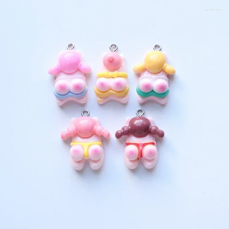 Charms 10pcs Cartoon Swimming Girl Cute Sport Pendant Flatback Resin DIY Jewelry Making For Earring Bracelet Keychain Craft