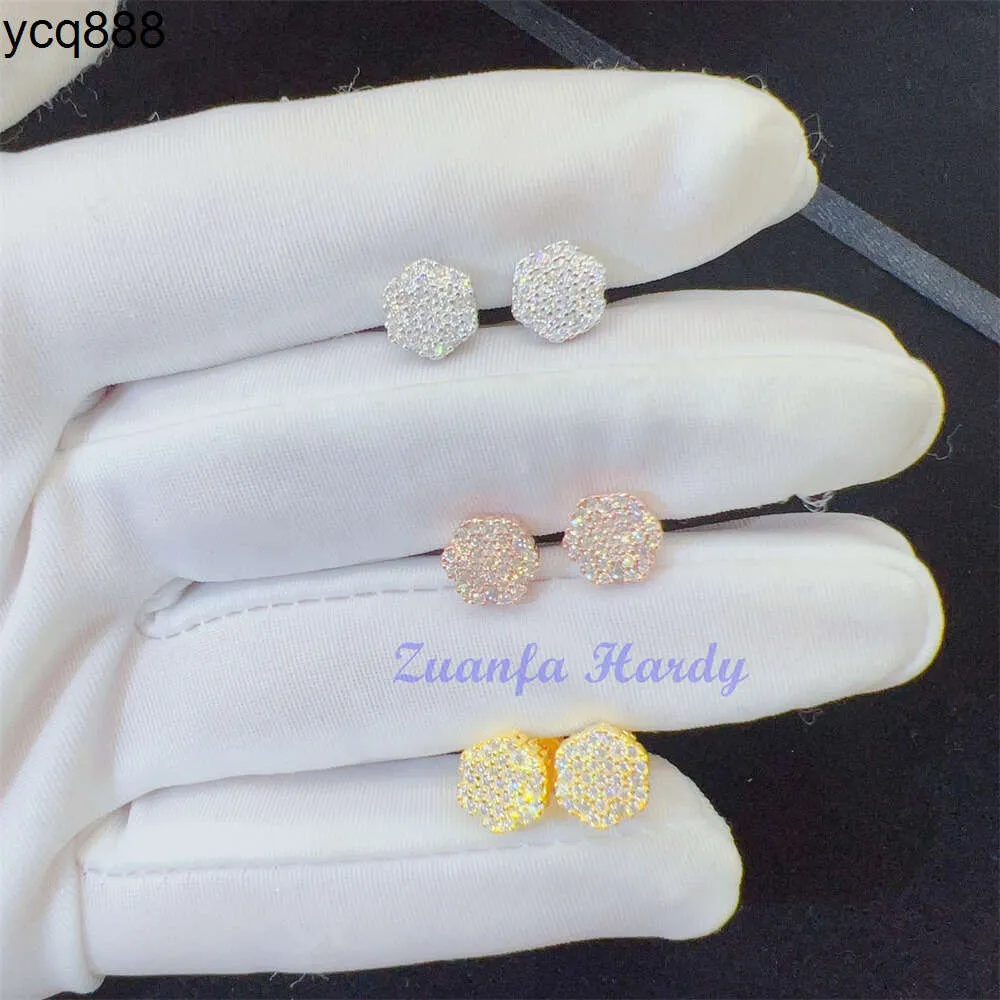 Zuanfa Vvs diamant Moissanite bijoux plaqué or boucles d'oreilles à vis Hip Hop boucles d'oreilles