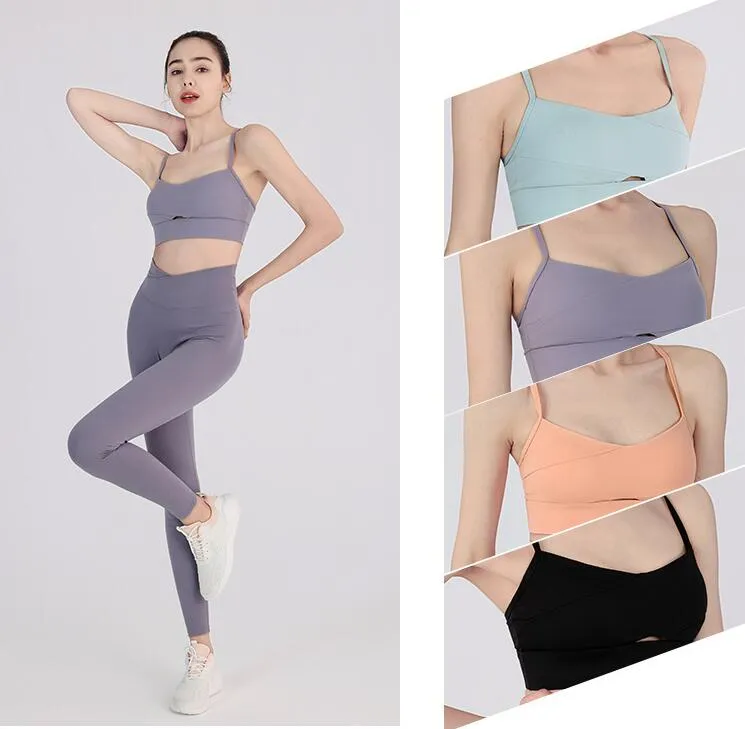 LL Femmes Sangle Croisée Antichoc Beau Dos Vêtements Respirant Doux Yoga Soutien-Gorge Fitness Sous-Vêtements De Sport Entraînement Gym Sexy Débardeurs Running Casual Brassiere