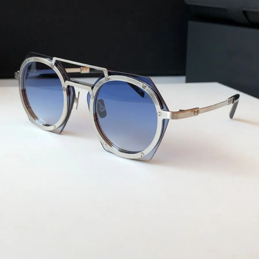 Retro Round Sunglasses H006 Silver blue Unisex Sun Glasses UV Protection Eye Wear box226E