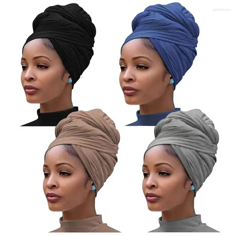 Scarves High Quality Women's Stretch Turban Hijab Soft Breathable Polyester Shawls Scarf Spring Adults Solid Color Head Wraps
