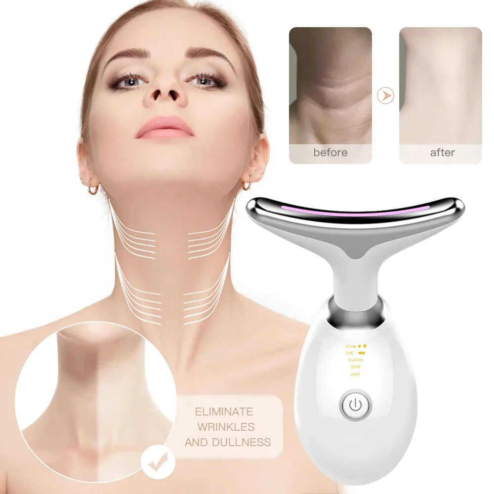 Massager hals ansikte skönhet ansiktsmassage anordning LED -fotonterapi anti rynka minskar dubbel hakhud tätt ansiktslyftning hine