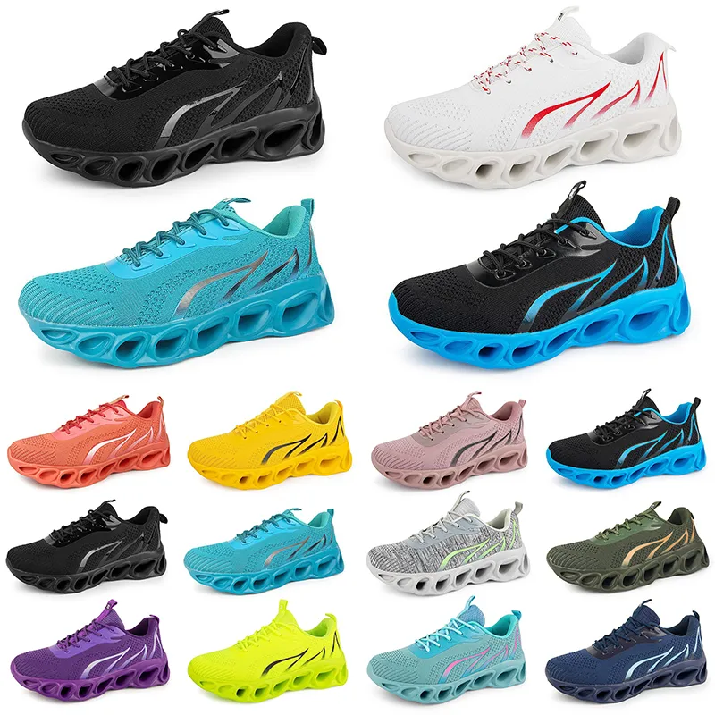 Men Dames hardloopschoenen mode -trainer triple zwart wit rood geel paars groen blauw perzik groene roze roze fuchsia ademende sport sneakers zevenentachtig