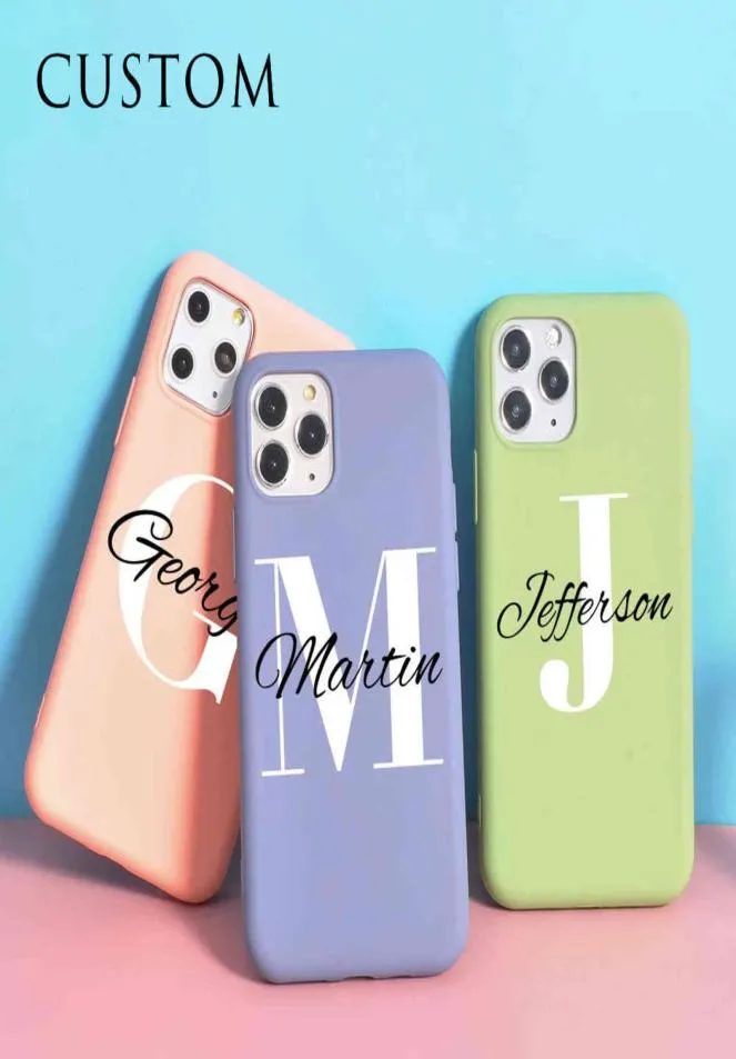 Coque de téléphone en Silicone avec initiales de nom personnalisées, étui pour iphone 13 12 Pro 11 8 Plus SE 2020 X XS Max Funda XR 6 6s 7 Couples, DIY Y8764631