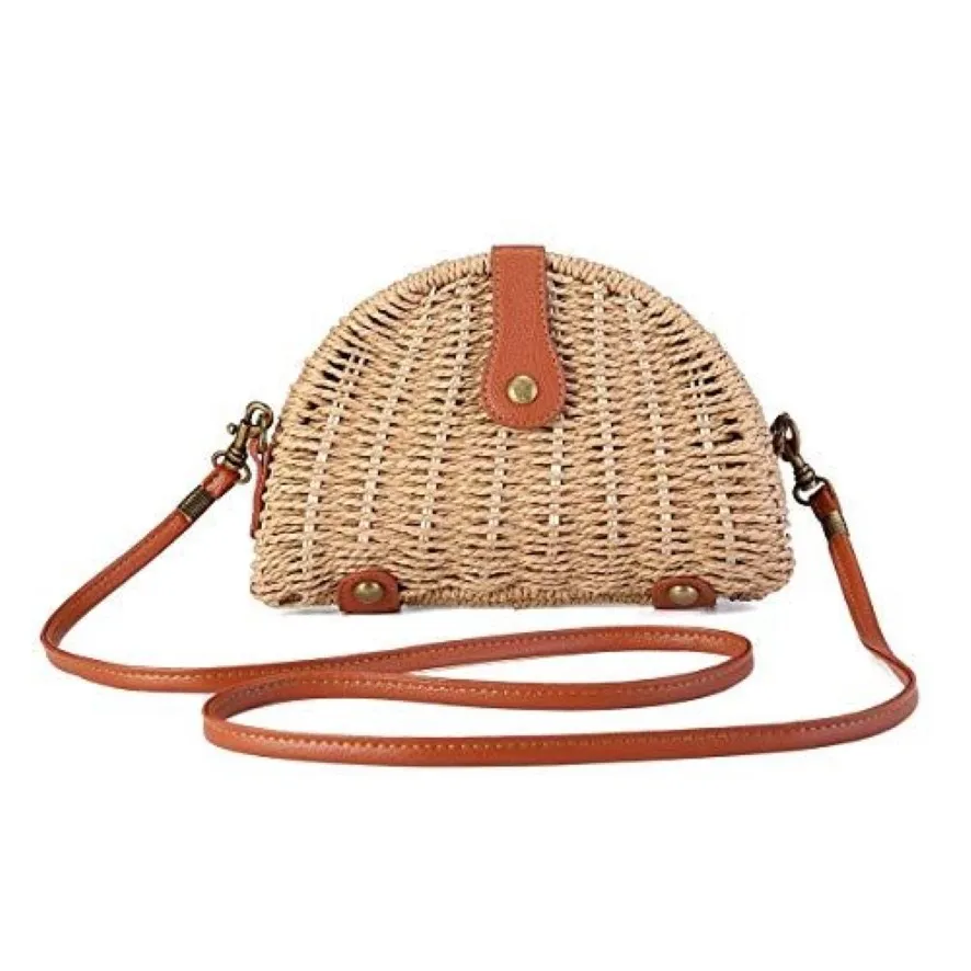 Semicircle Rattan Crossbody Bag Stylish, Compact & Versatile For