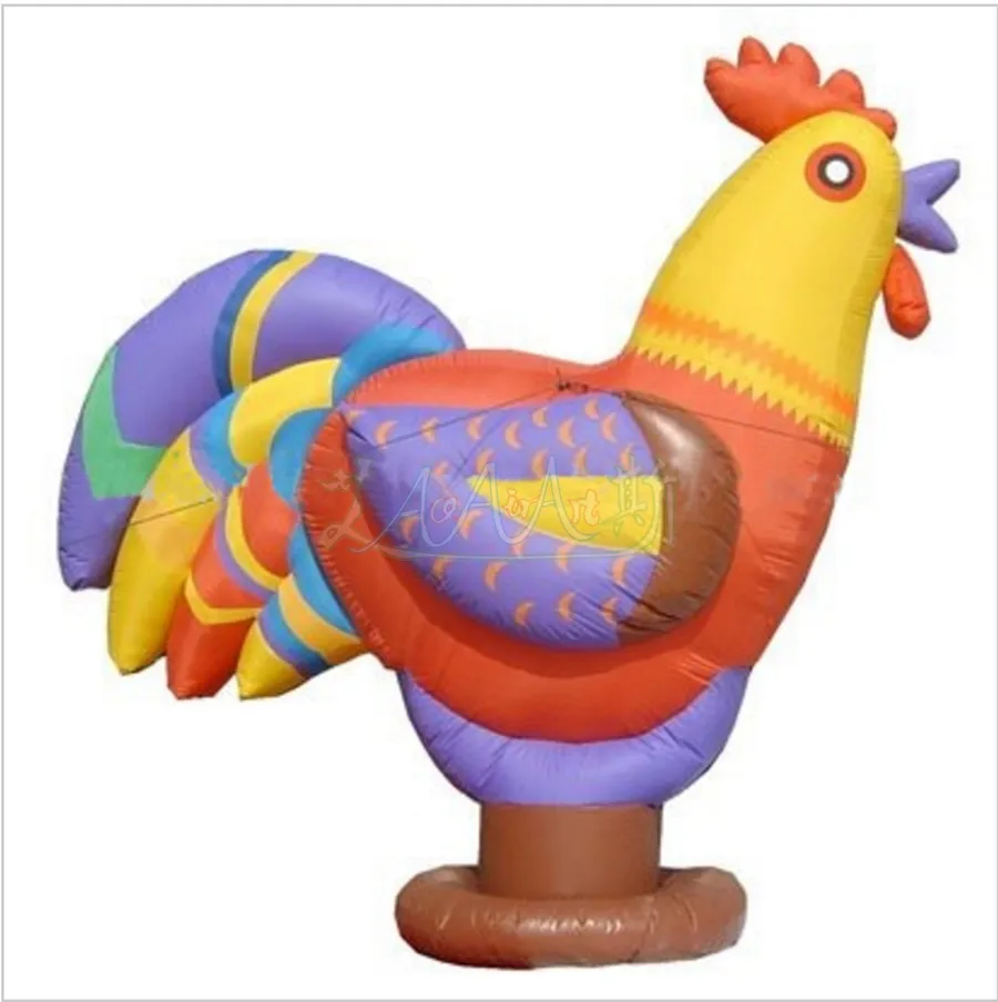 Atacado elegante colorido inflável frango desenhos animados galo soprado, modelo de animais pop-up para eventos ao ar livre publicidade à venda