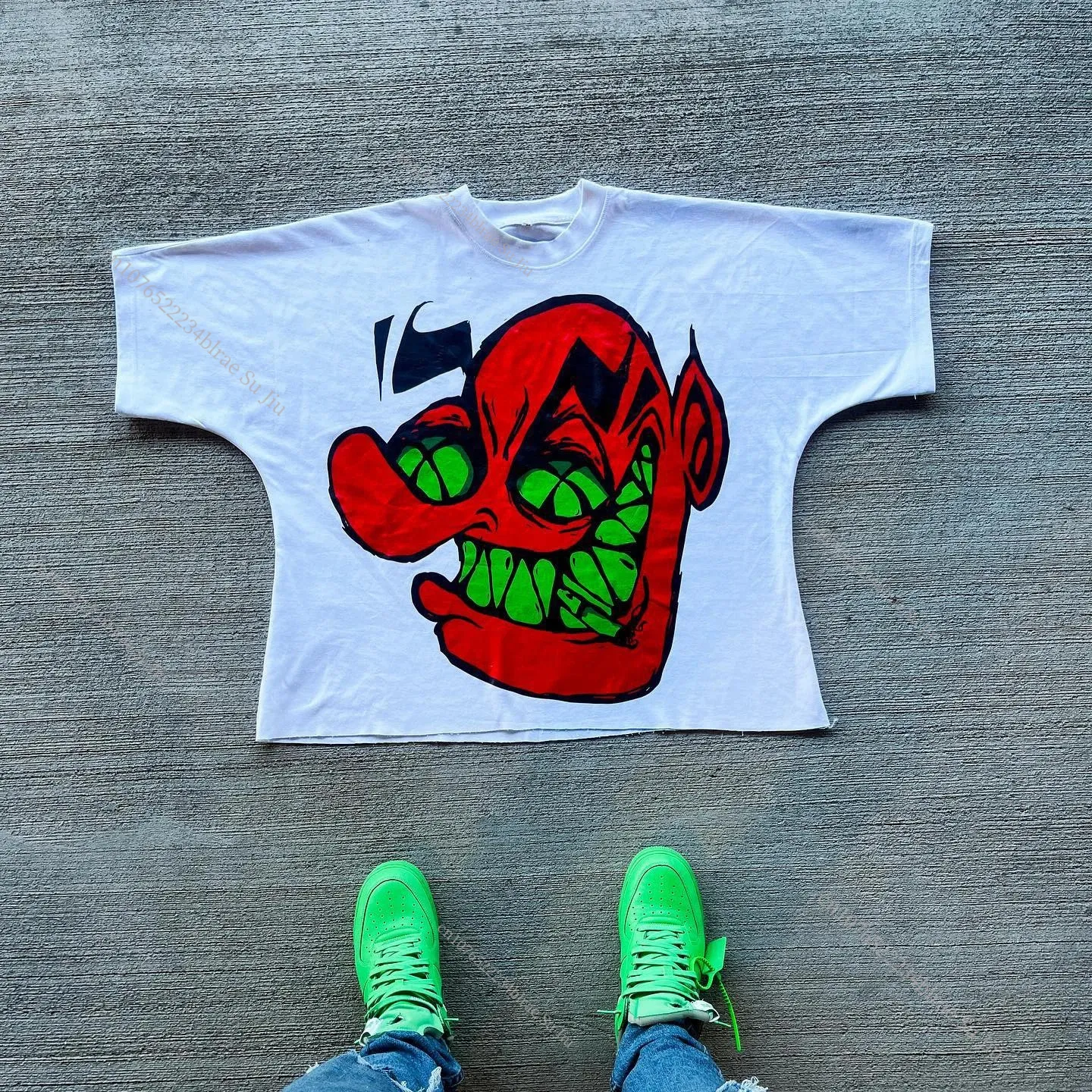 Férfi pólók, Kdis Little Devil Graffiti Hip Hop Nyomtatott Utcai Rövid Ujjú Póló Férfi Női Nyári Retro_voghion.com