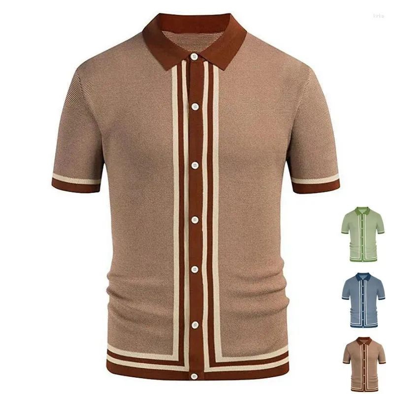 Polos mężczyzn 2024 Summer luźne Fit British Slim Personality Tshirt Lapel Polo koszulka Krótki rękaw