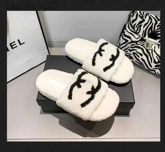 Woolskin Sheepskin Insole Sandals Flat Slipper Designers Women Soft Winter Luxury Plush Fur Oran Rubber Sole 240223