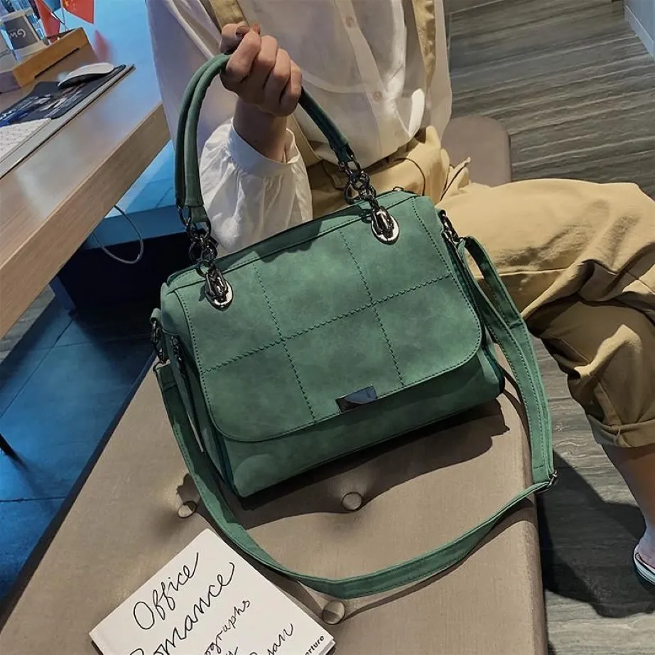 Women Handbag Scrub Female Counter Facs Carty Matcha Matcha Green Pu Leather Lady Lage for Travel Hand Bags202L