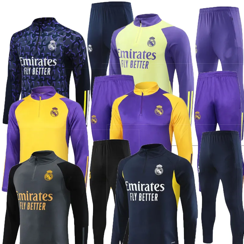 2023 2024 Kit de treinamento de futebol do Real Madrid Vini Jr Gavi Selvérsia longa Tracas de jogging de futebol de mangas compridas