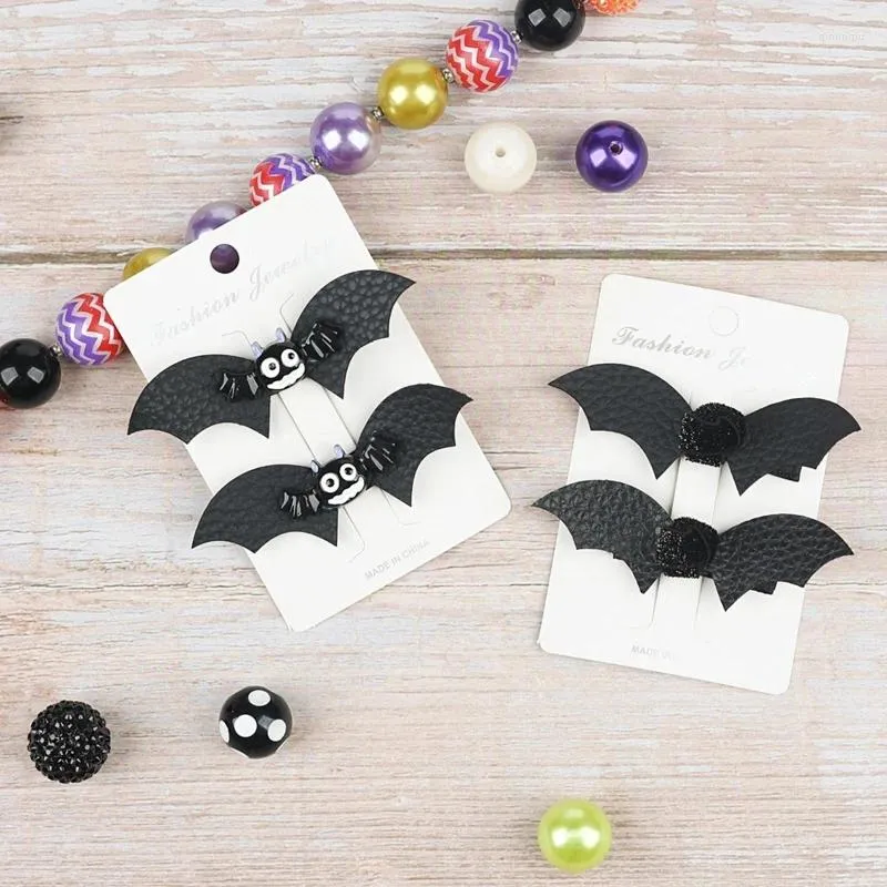 Acessórios de cabelo 1 par Halloween Bat Bow Clips Cartoon Wing Decor Barrettes para meninas adolescentes mulheres crianças cosplay decorações 69he