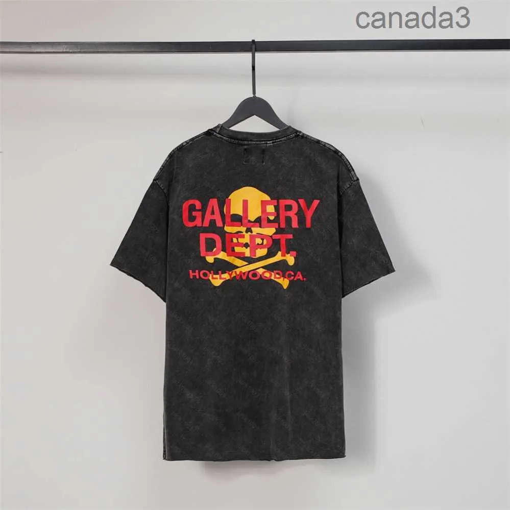 Galerie Dept Harajuku Vintage Vintage złote litery znaczków Czaszka drukowana koszulka luźna ponadwymiarowa Hip Hop unisex krótkie koszulki JMG RACU RACU E9DP